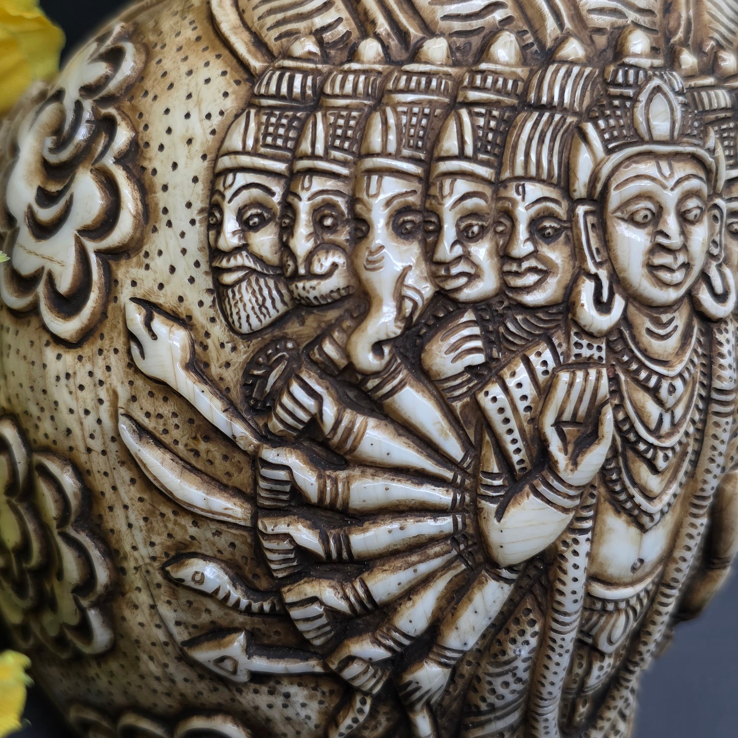 Vamavrati / Blowing Shankh With Beautiful Crafted Lord Krishna Dashavtaar Rare Size