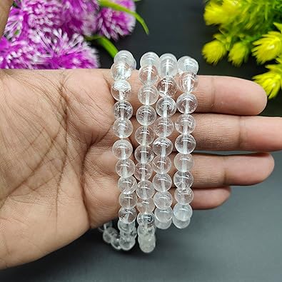 Real Sphatik Clear Quartz Round Mala 108+1 Beads 8-9mm