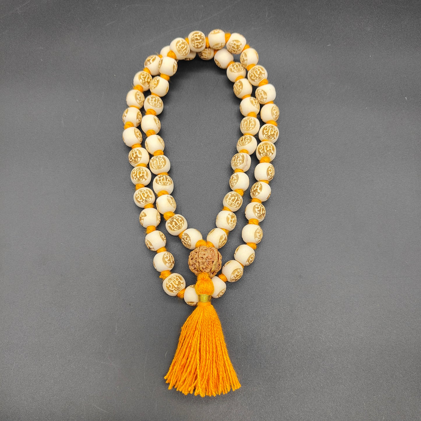 Ram wood mala With Sumeru Ganesh Rudraksha 54+1 Beads 12mm