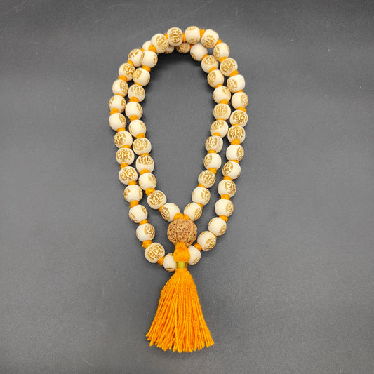 Ram wood mala With Sumeru Ganesh Rudraksha 54+1 Beads 12mm