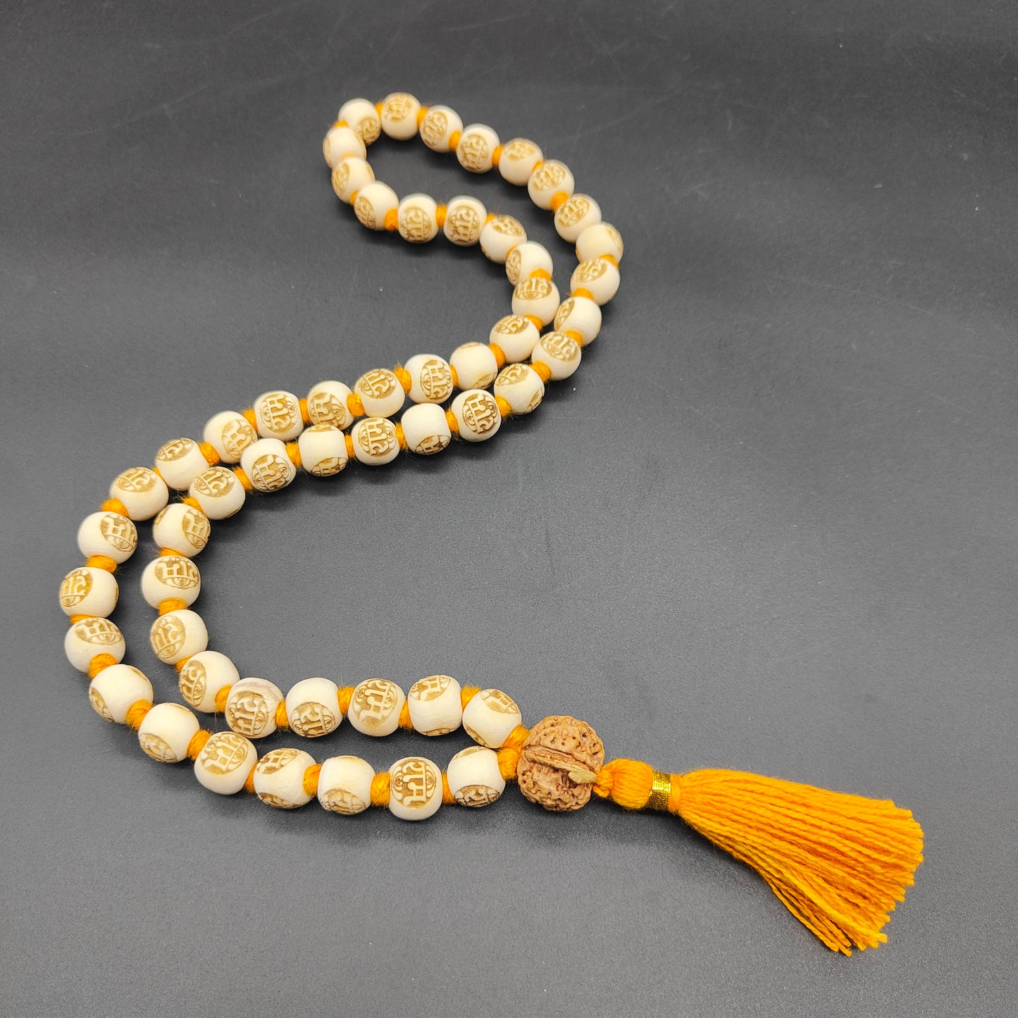 Ram wood mala With Sumeru Ganesh Rudraksha 54+1 Beads 12mm