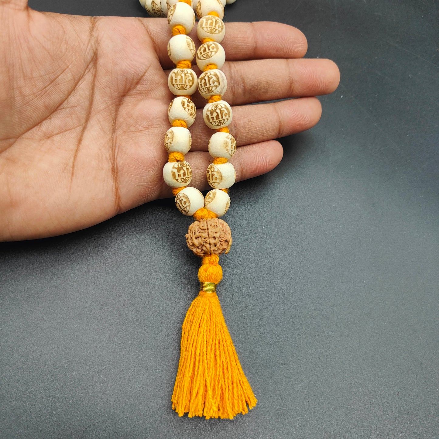 Ram wood mala With Sumeru Ganesh Rudraksha 54+1 Beads 12mm