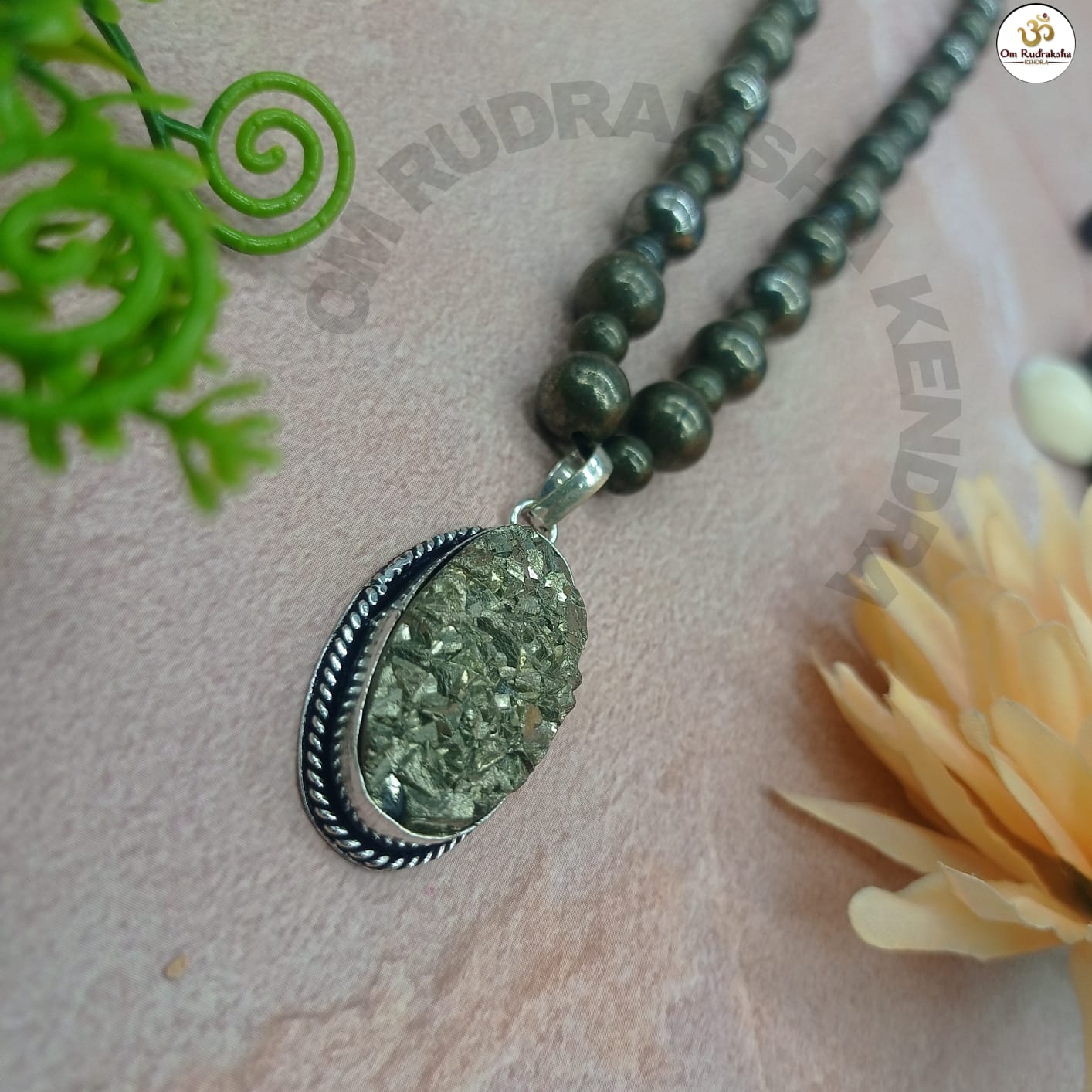 special Pyrite Mala With Pyrite Pendant 54+1 Beads For Unisex