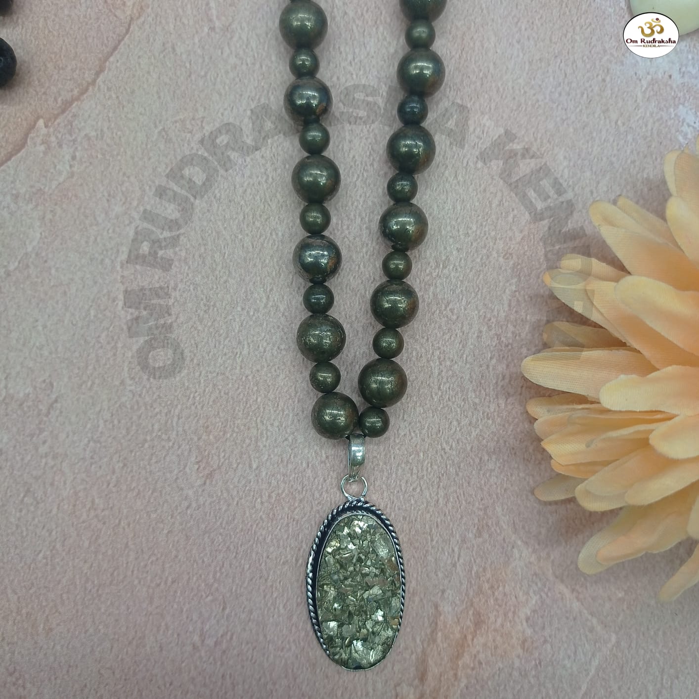 special Pyrite Mala With Pyrite Pendant 54+1 Beads For Unisex
