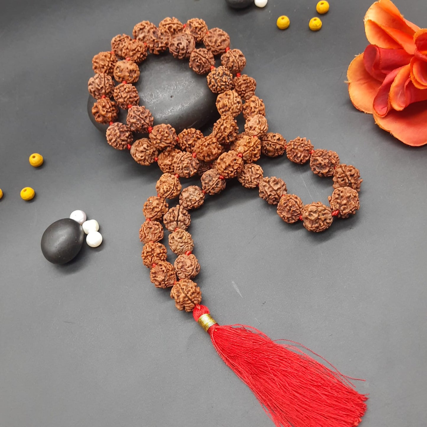 3 Mukhi / Three Face Rudraksha Mala From Nepal 54+1  Beads 15-17mm
