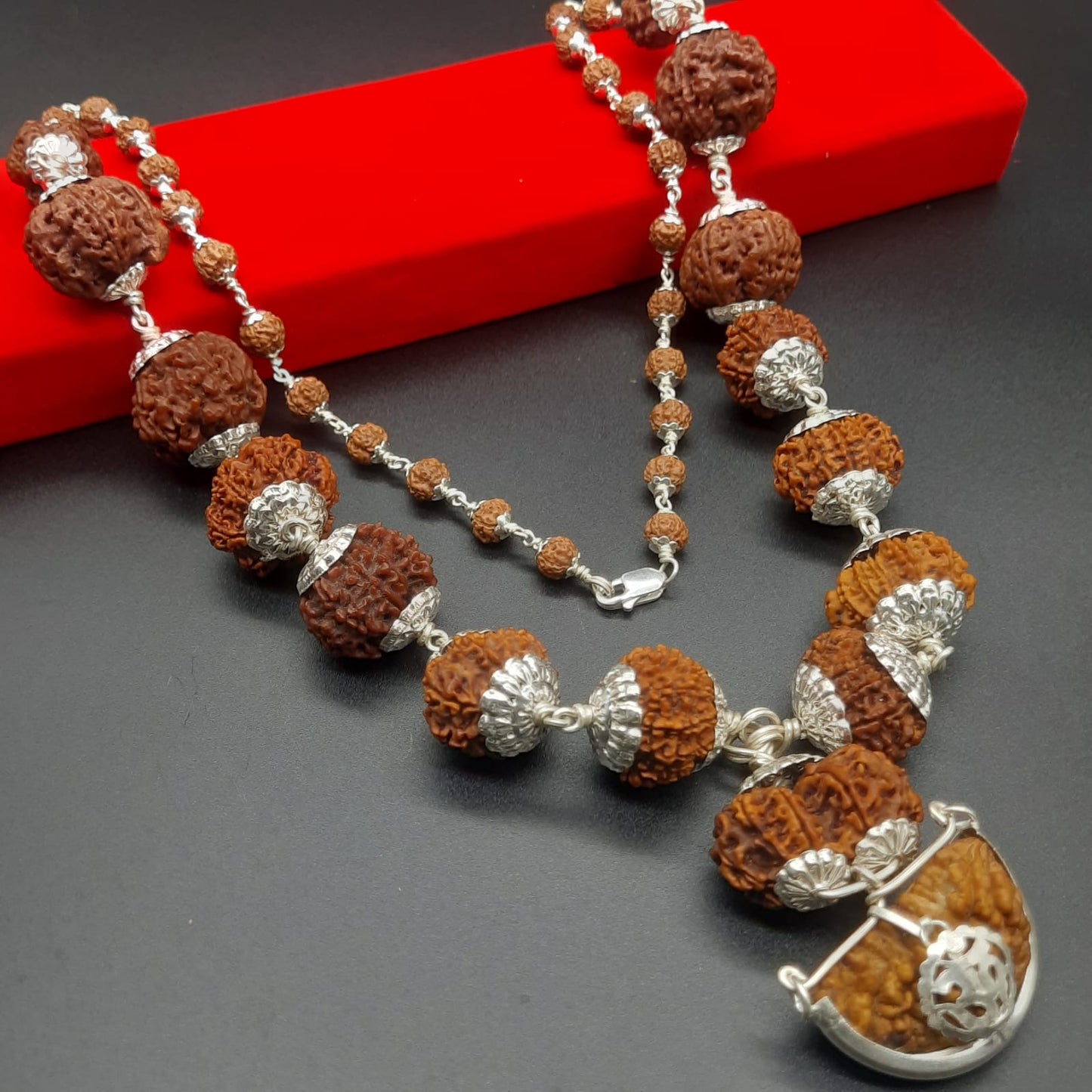 1-14 Mukhi, Ganesh, Gauri Shankh Rudraksha Siddha Mala From Nepal Most Powerful With Pure Silver Good Size