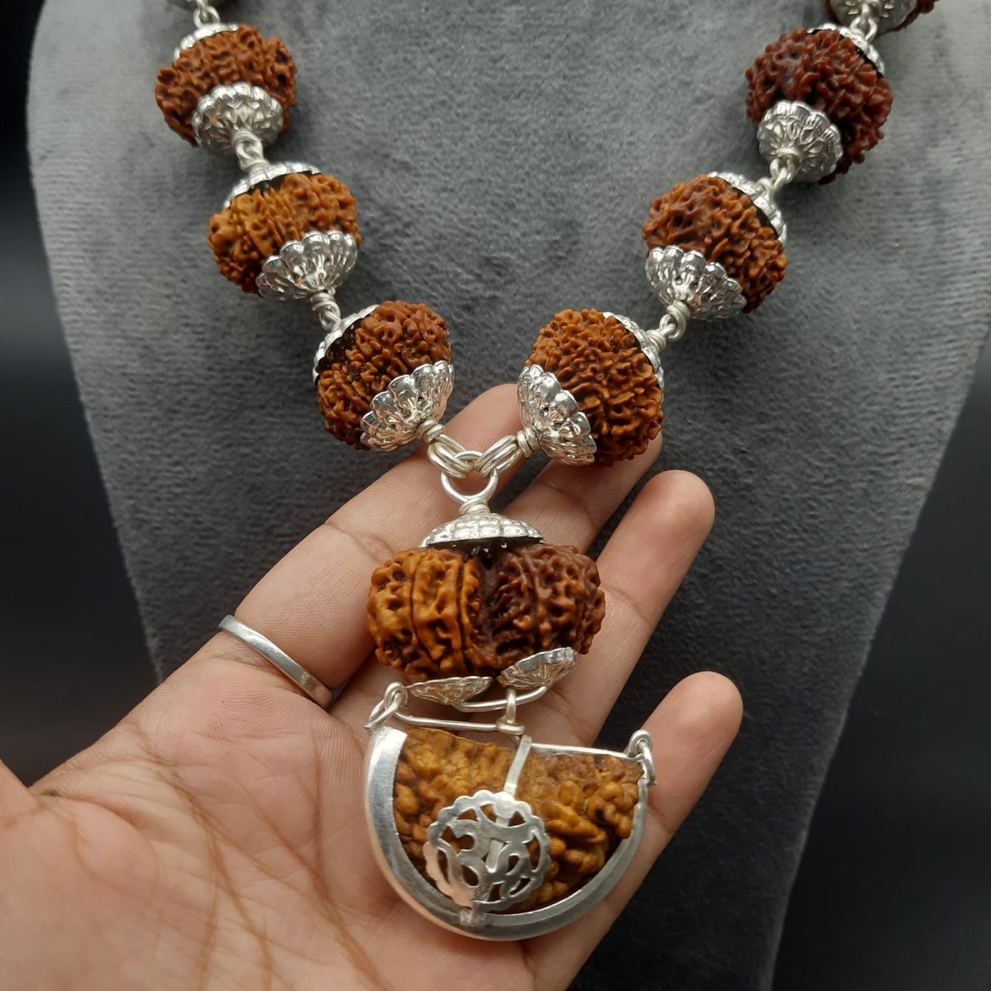1-14 Mukhi, Ganesh, Gauri Shankh Rudraksha Siddha Mala From Nepal Most Powerful With Pure Silver Good Size