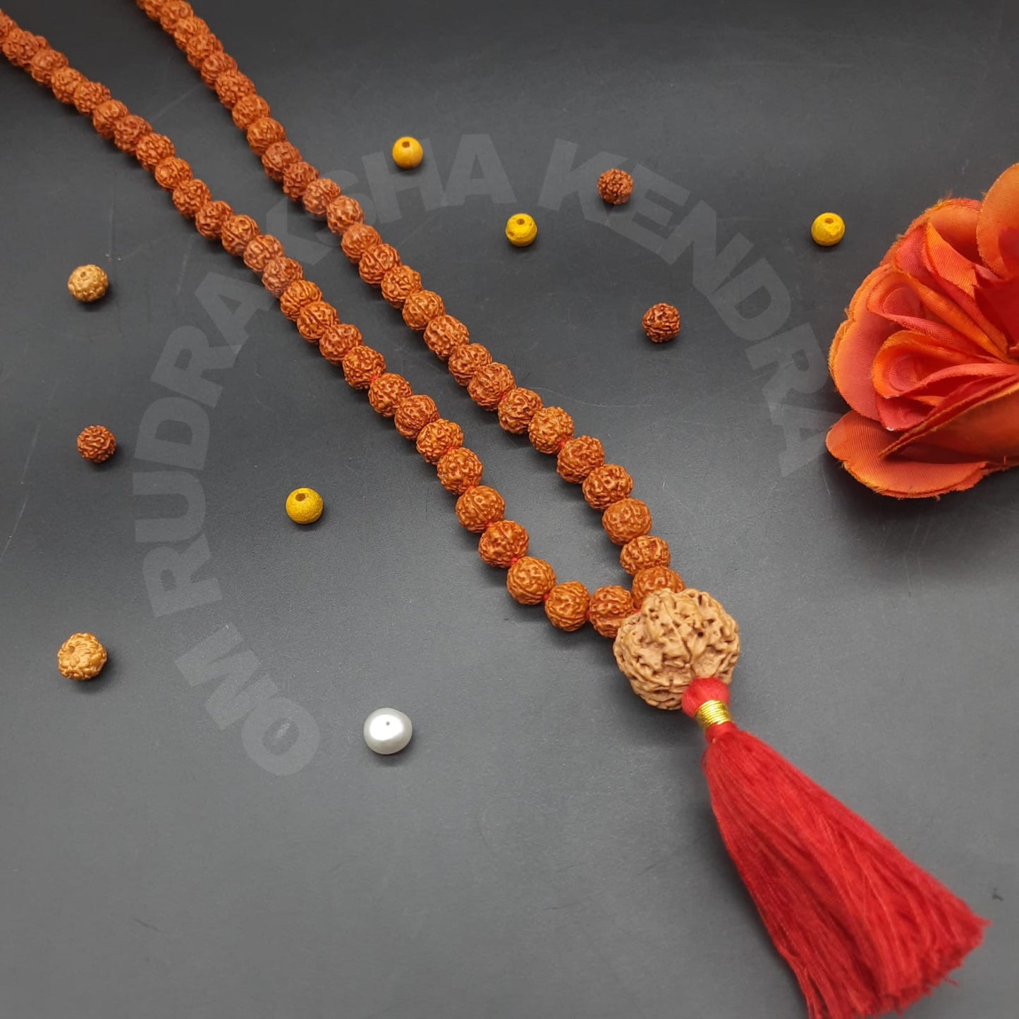 5 Mukhi / Five Face Java Rudraksha Mala With 5 Mukhi / Five Nepal Sumeru Rudraksha 108+1 Beads 10mm