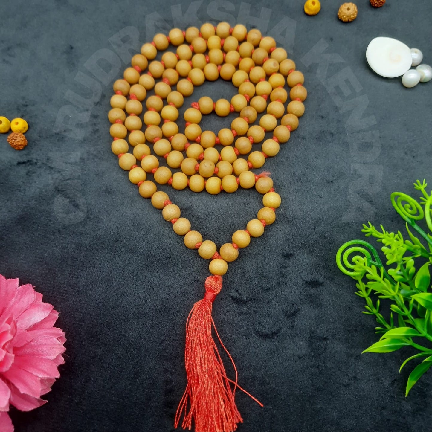 White Sandalwood / Safed Chandan Mala 108+1 Beads 8mm Unisex, Wear or Jaap Mala