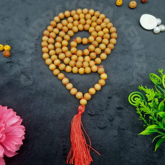 White Sandalwood / Safed Chandan Mala 108+1 Beads 8mm Unisex, Wear or Jaap Mala