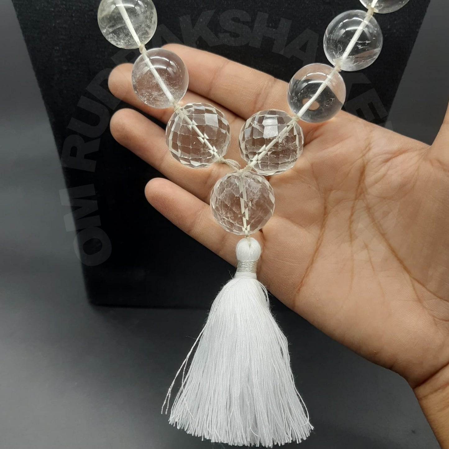 AAA+ Quality Sphatik / Clear Quartz Kantha Mala 32+1 Beads