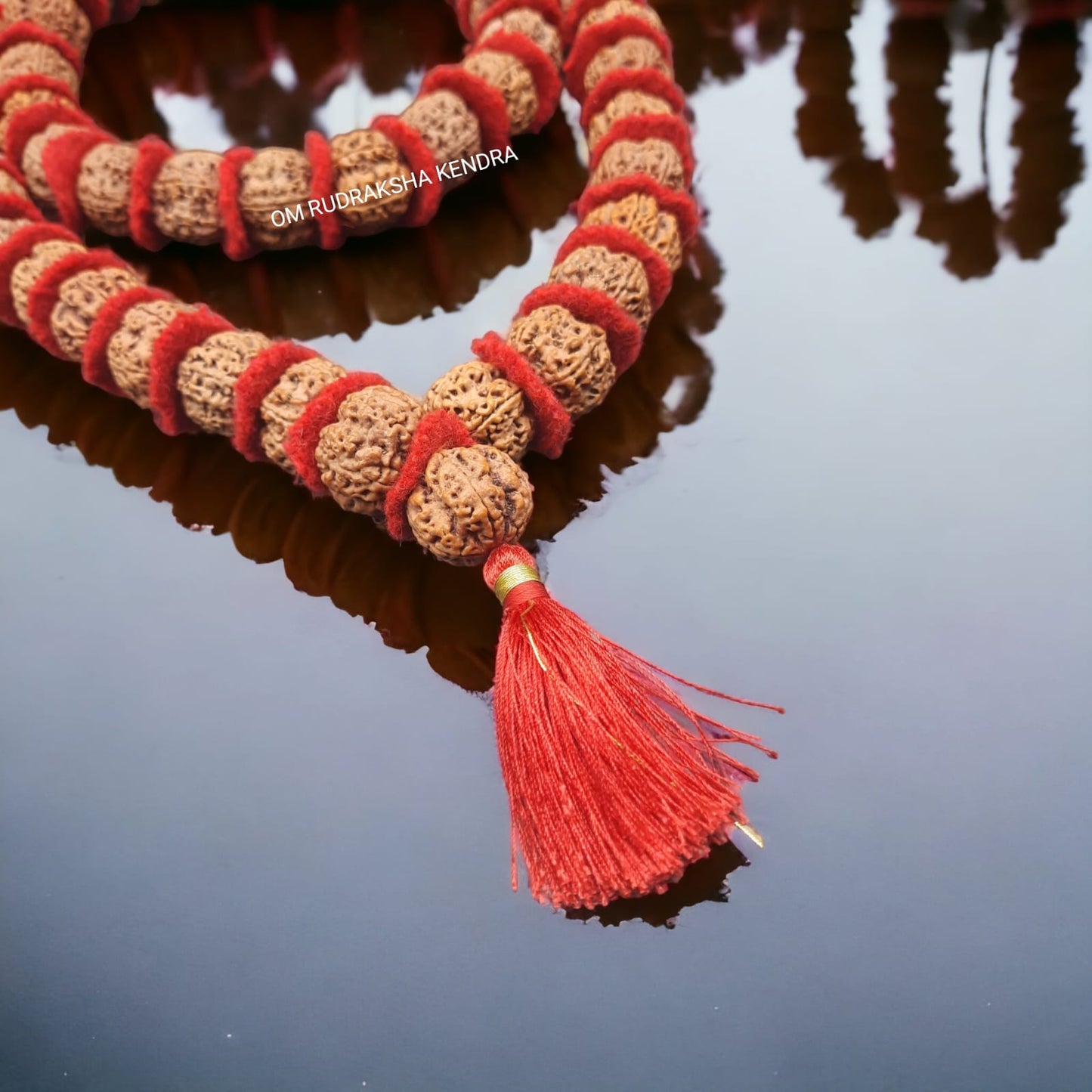 5 Mukhi / Five Face Nepal Rudraksha Velvet Kantha Mala 54+1 Beads 25-26mm