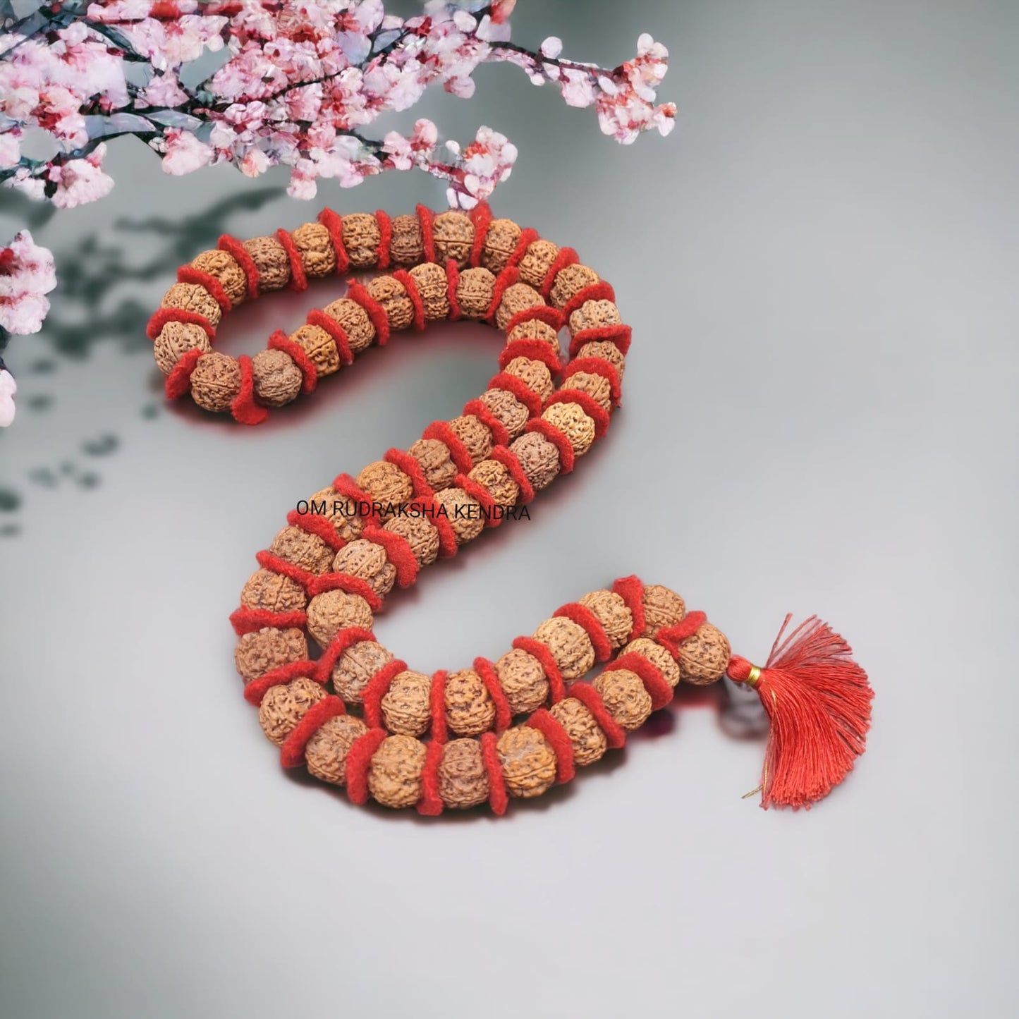 5 Mukhi / Five Face Nepal Rudraksha Velvet Kantha Mala 54+1 Beads 25-26mm