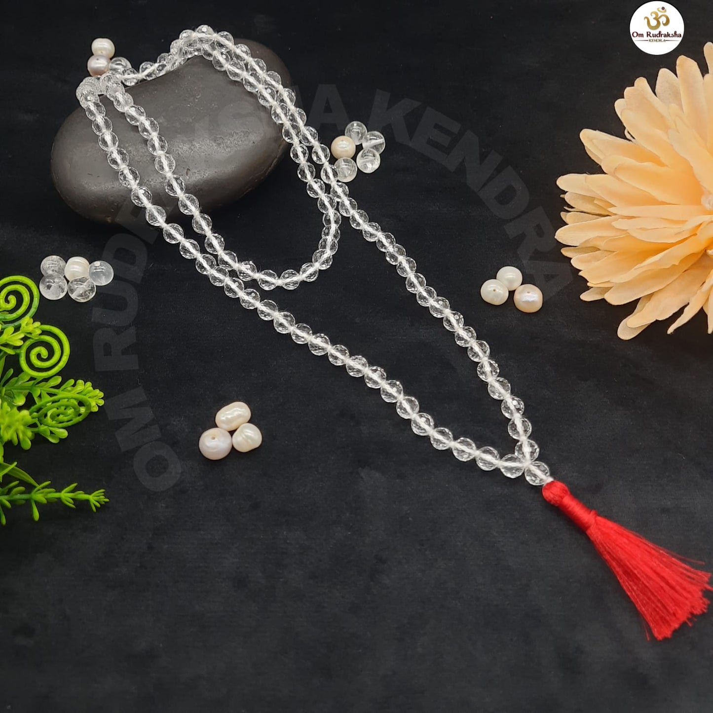 Diamond Cut Clear Quartz / Sphatik Mala 108+1 Beads 7mm