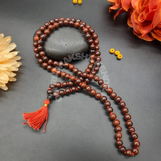 Lal Chandan / Rakt Chandan / Red Sandalwood Mala 108+1 Beads 8mm