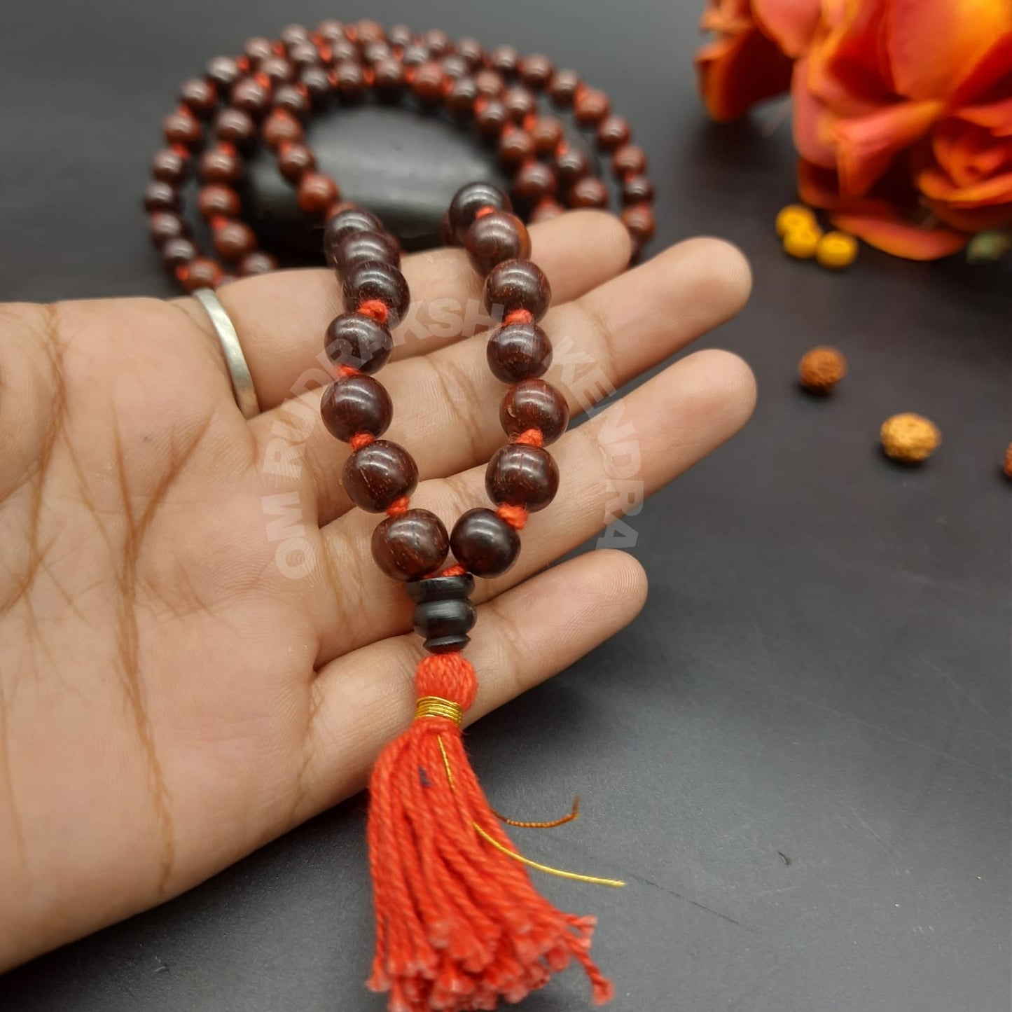 Lal Chandan / Rakt Chandan / Red Sandalwood Mala 108+1 Beads 8mm