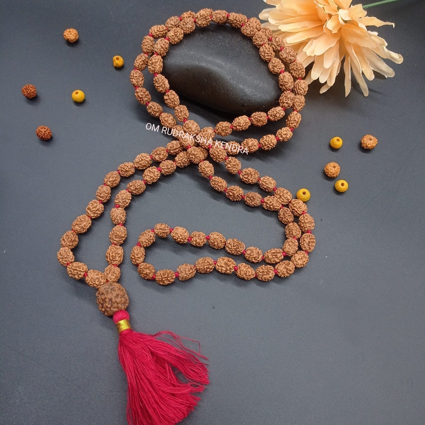 3 Mukhi / Three Face Java Rudraksha Mala With 3 Mukhi Nepali Guru Bead 108+1 Beads