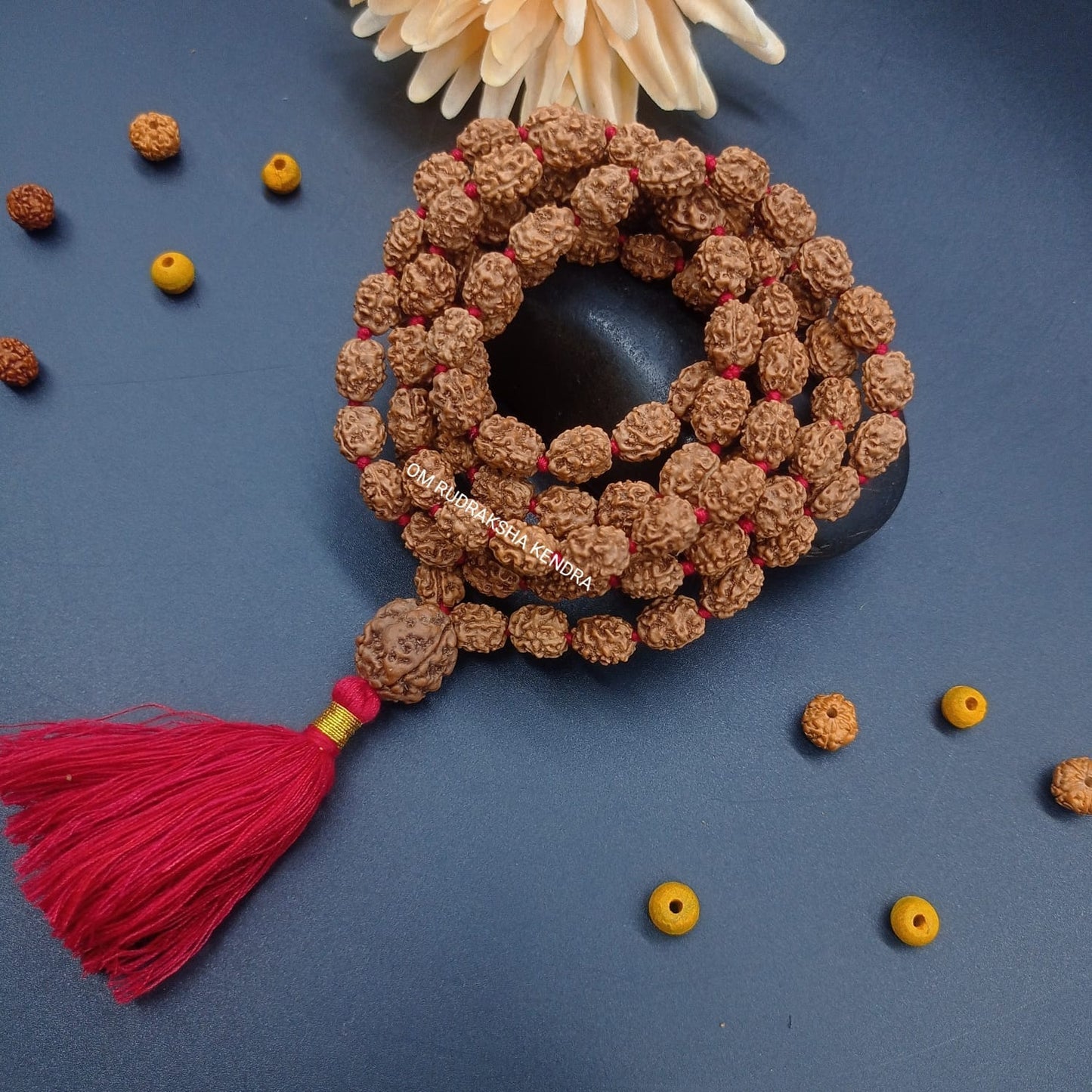 3 Mukhi / Three Face Java Rudraksha Mala With 3 Mukhi Nepali Guru Bead 108+1 Beads