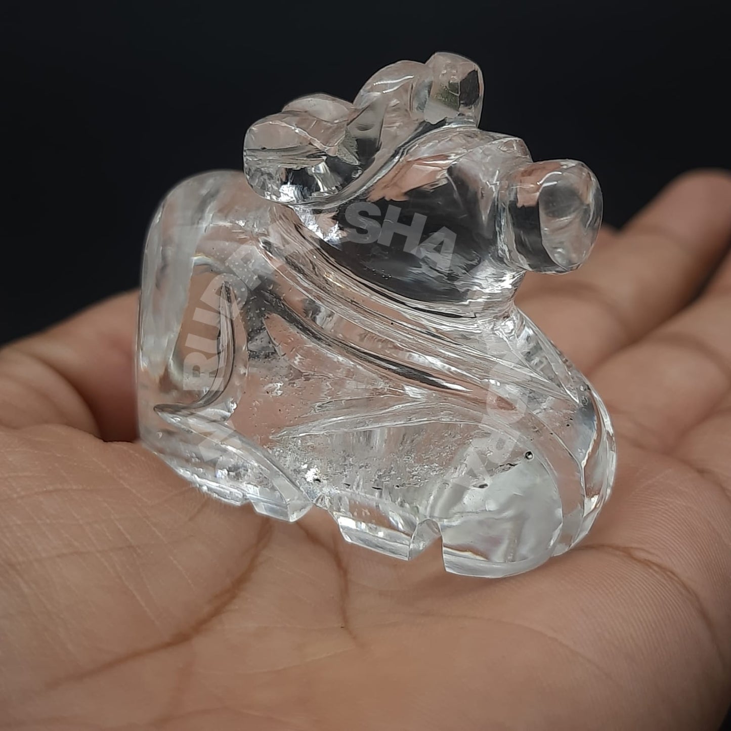Natural Clear Quartz Sphatik Nandi Ji – 90% Transparent Premium Quality