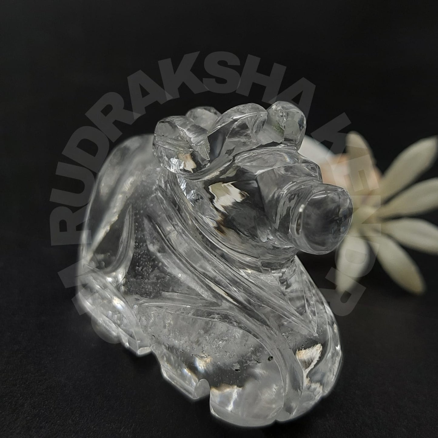 Natural Clear Quartz Sphatik Nandi Ji – 90% Transparent Premium Quality