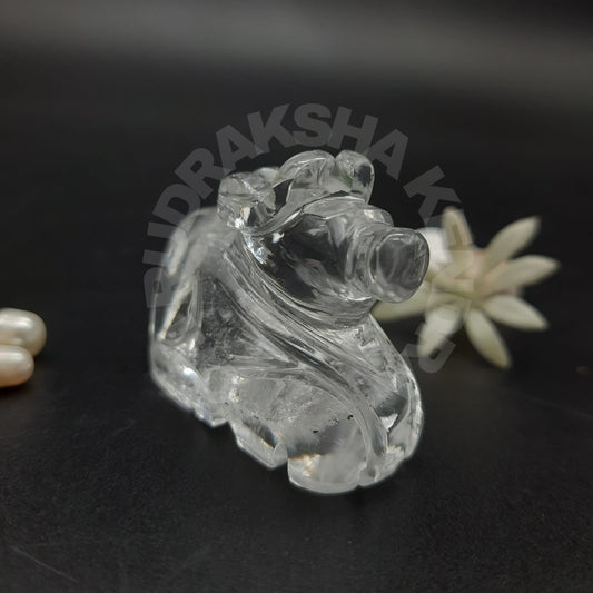 Natural Clear Quartz Sphatik Nandi Ji – 90% Transparent Premium Quality
