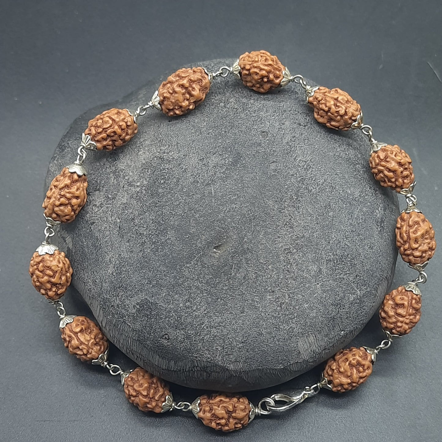 3 Mukhi / Face Java Rudraksha Bracelet with Pure Silver 10-12 mm