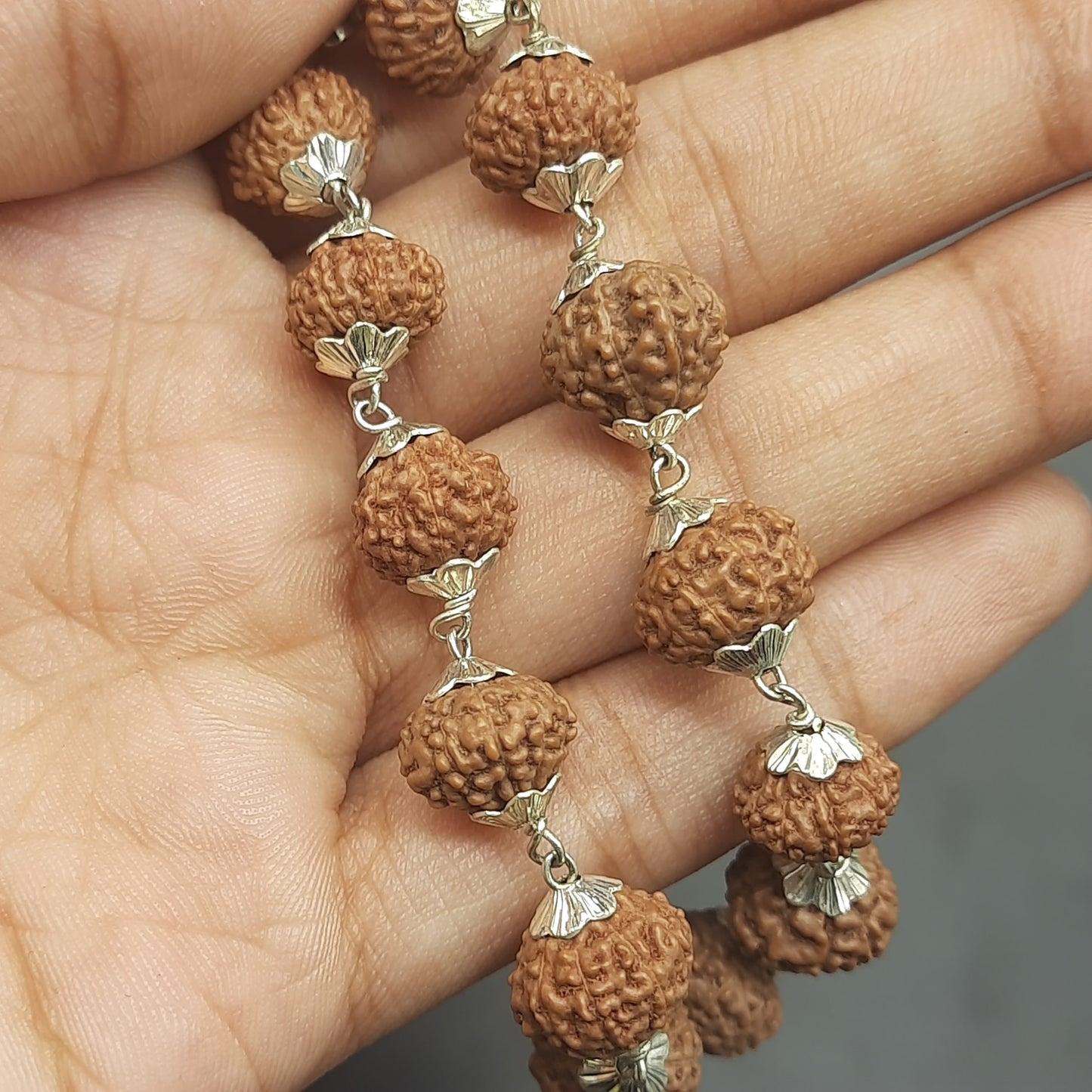 10 Mukhi / Face Java Rudraksha Bracelet with Pure Silver 7-8mm