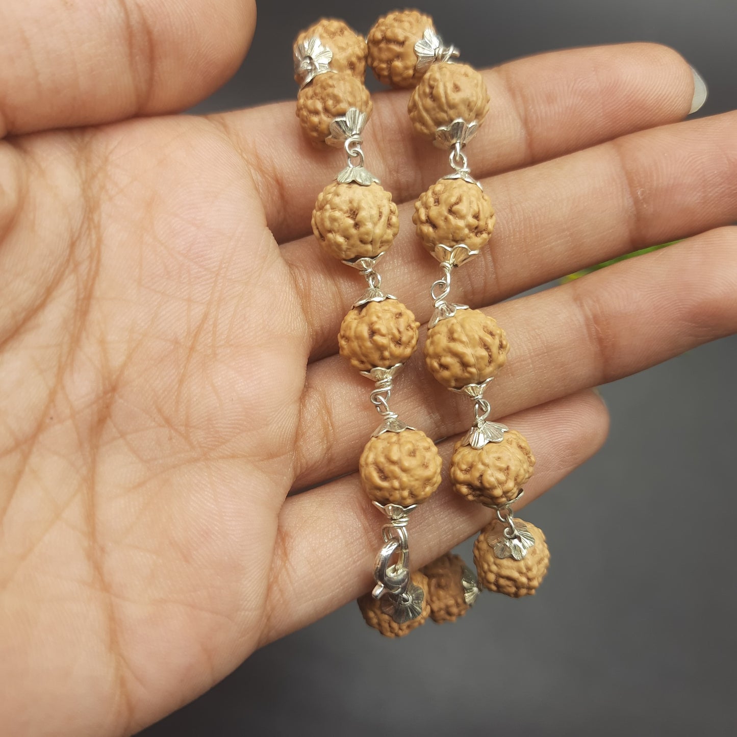 6 Mukhi / Face Java Rudraksha Bracelet with Pure Silver 9-10 mm