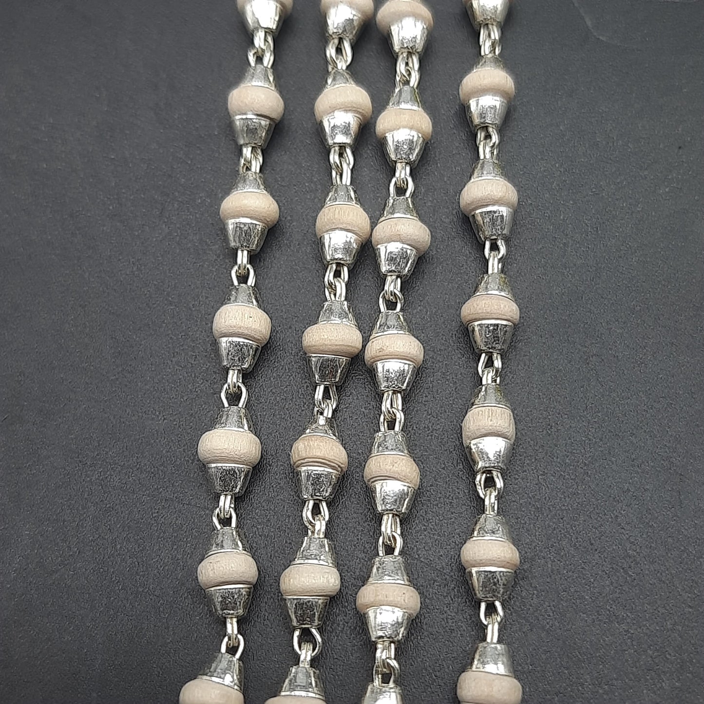 Natural Rama Tulsi Mala With Pure Silver 72 Beads, 4mm beads Size