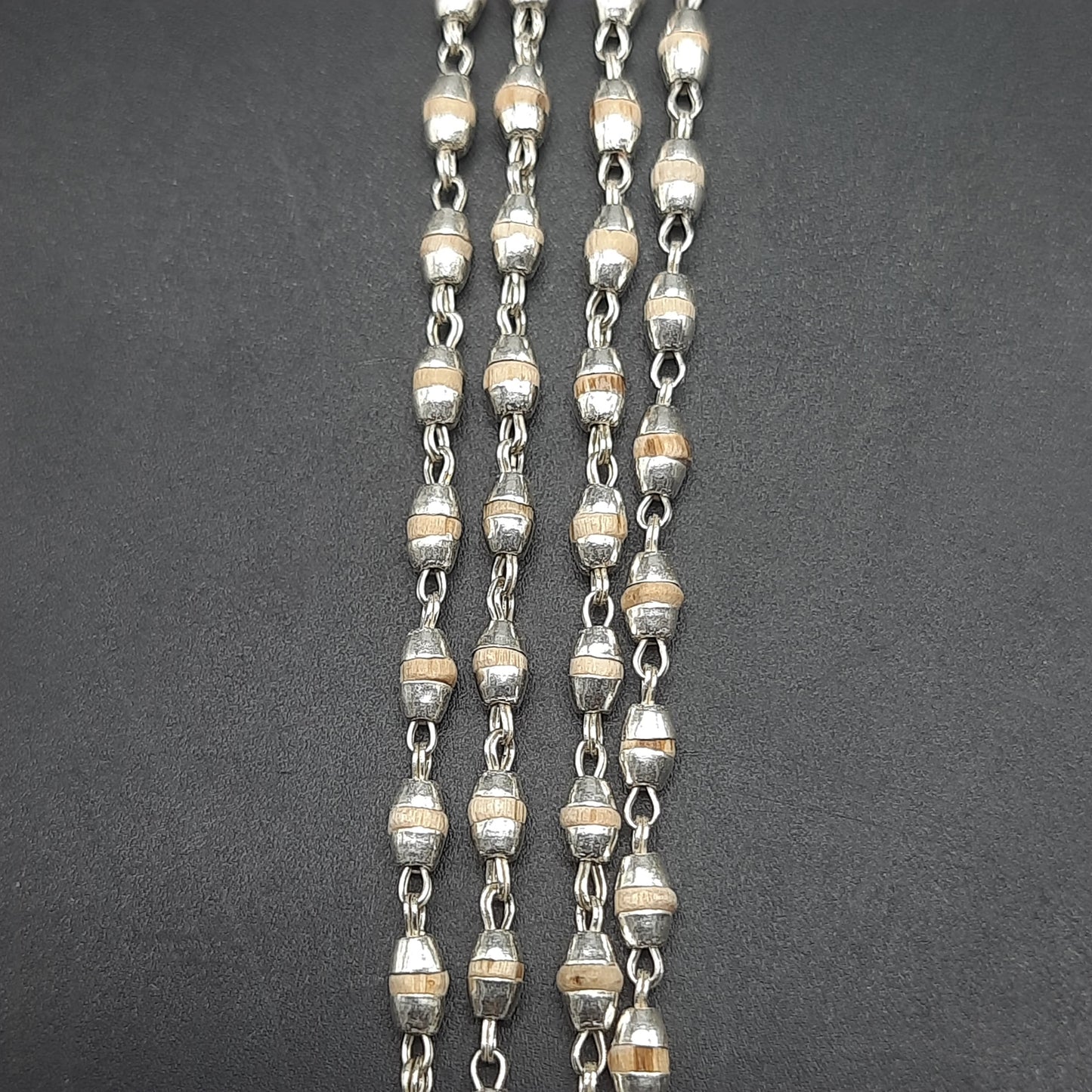 Natural Rama Tulsi Mala With Pure Silver 72 Beads, 4mm beads Size