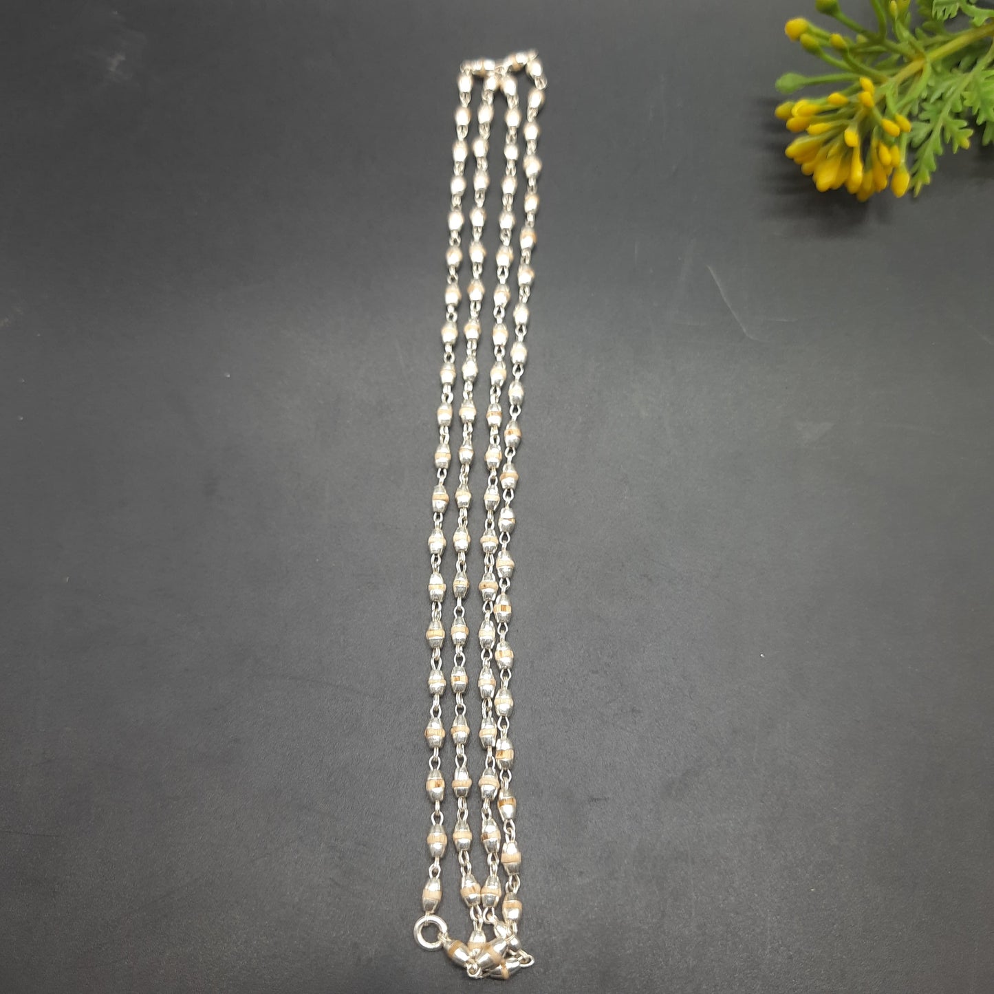 Natural Rama Tulsi Mala With Pure Silver 72 Beads, 4mm beads Size