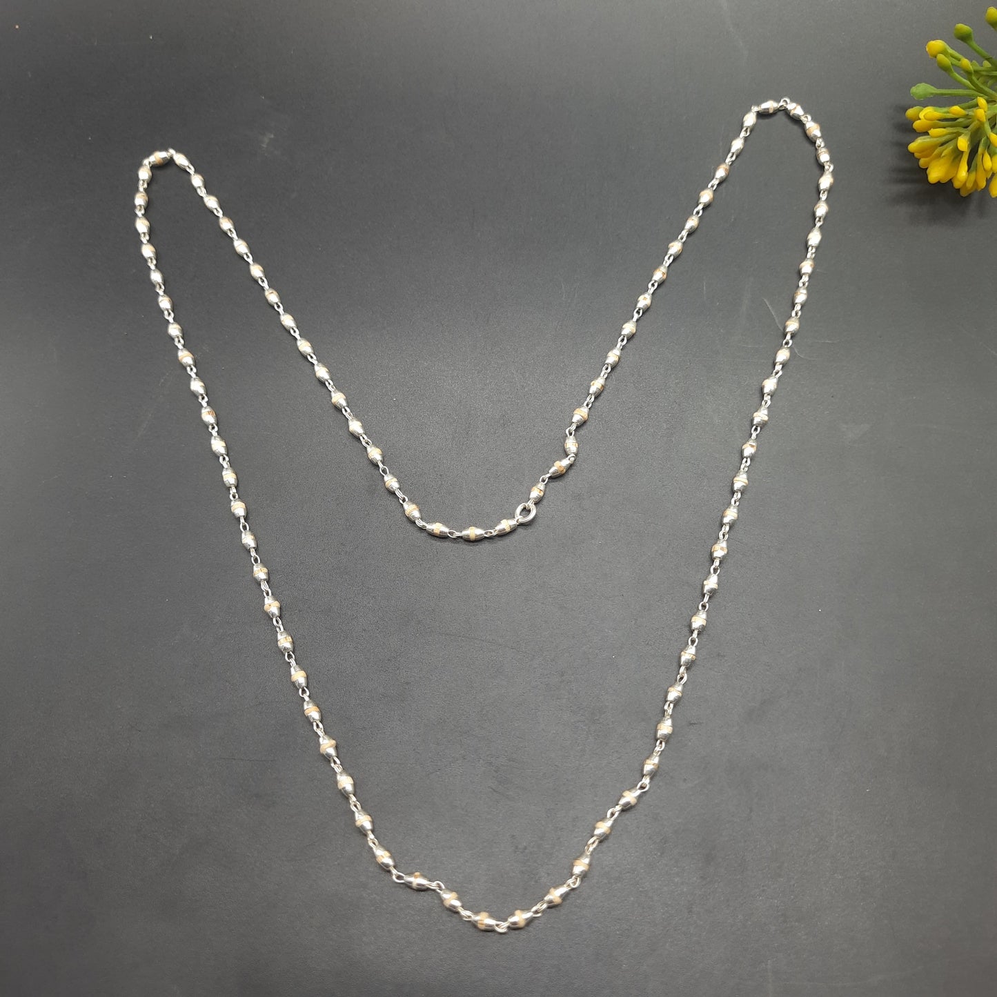 Natural Rama Tulsi Mala With Pure Silver 72 Beads, 4mm beads Size