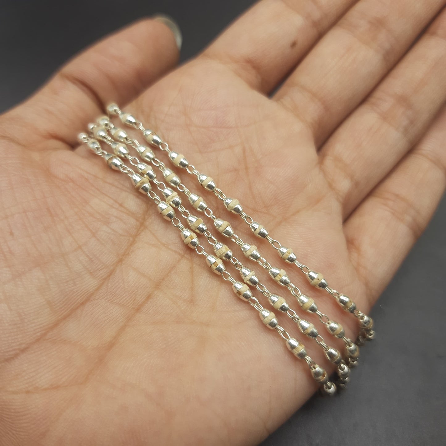 Natural Rama Tulsi Mala With Pure Silver 72 Beads, 4mm beads Size