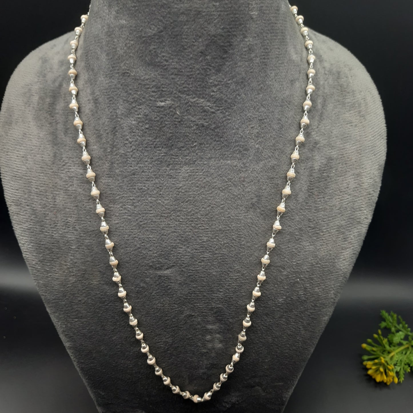 Natural Rama Tulsi Mala With Pure Silver 72 Beads, 4mm beads Size