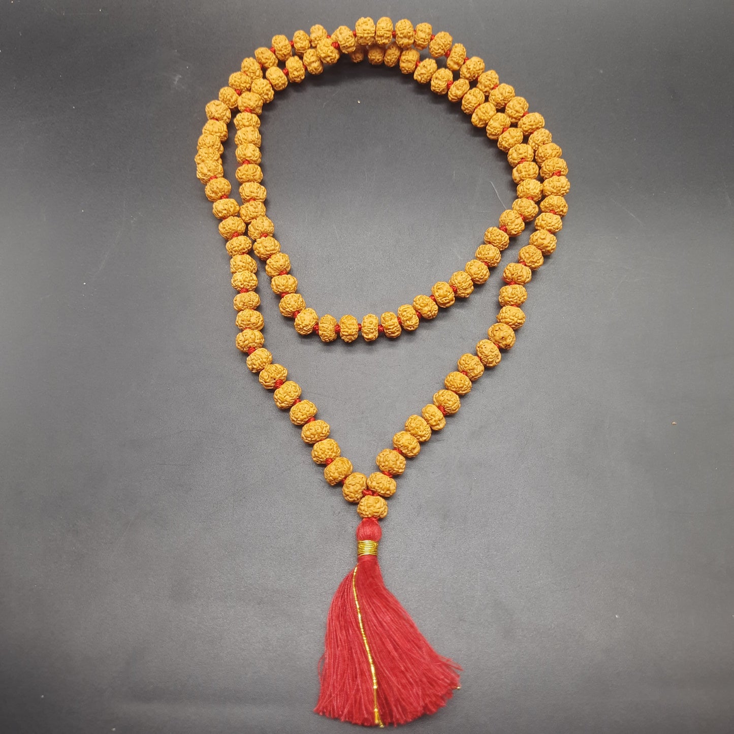 AAA Premium Quality 5 Mukhi Five Face Chikna Pathri Rudraksha Mala 8mm 108+1 Beads Mala | Meditation Jap Mala | Cheating Healing Mala