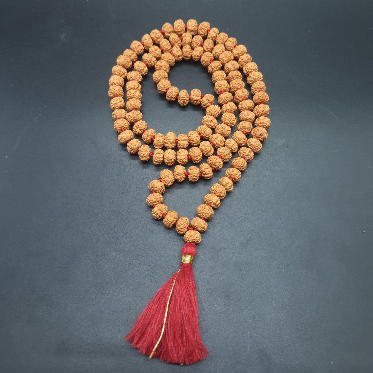 AAA Premium Quality 5 Mukhi Five Face Chikna Pathri Rudraksha Mala 8mm 108+1 Beads Mala | Meditation Jap Mala | Cheating Healing Mala