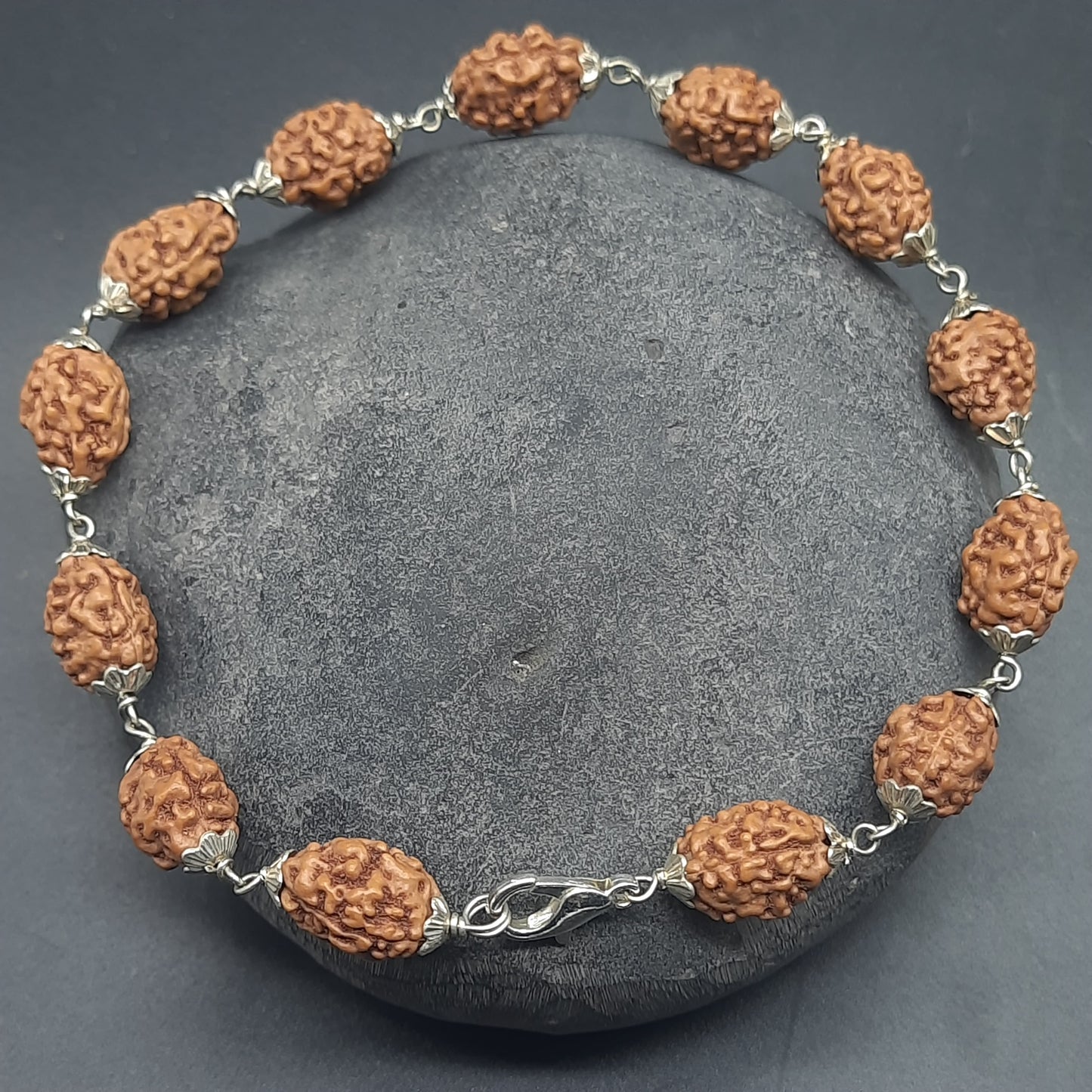 3 Mukhi / Face Java Rudraksha Bracelet with Pure Silver 10-12 mm