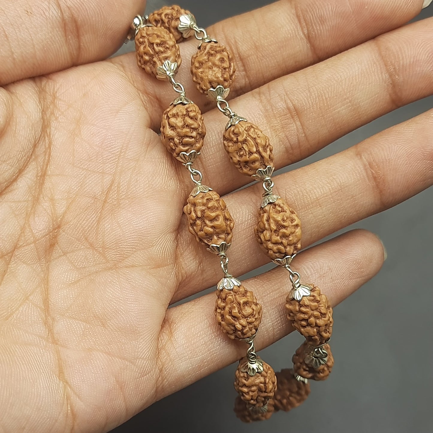 3 Mukhi / Face Java Rudraksha Bracelet with Pure Silver 10-12 mm