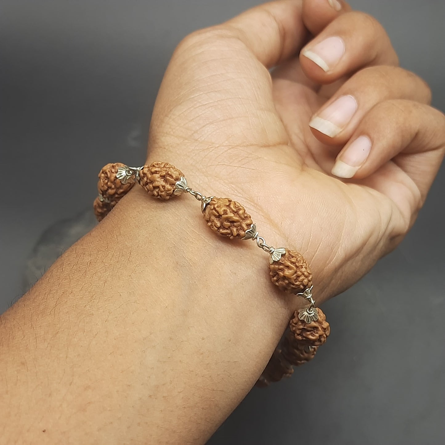 3 Mukhi / Face Java Rudraksha Bracelet with Pure Silver 10-12 mm