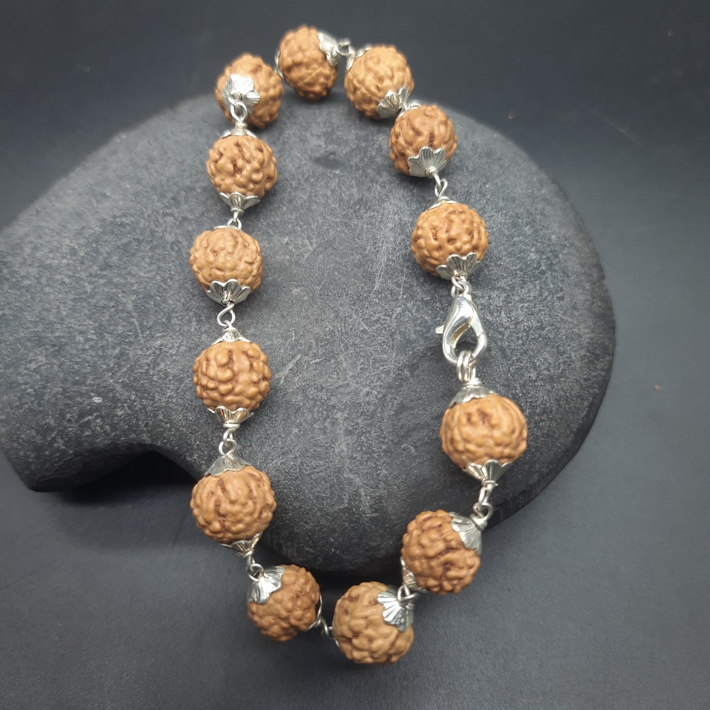 6 Mukhi / Face Java Rudraksha Bracelet with Pure Silver 9-10 mm