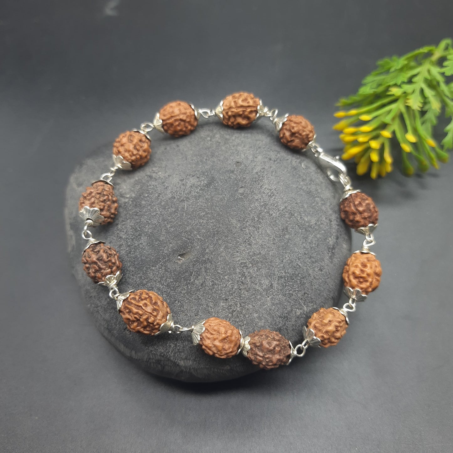 4 Mukhi / Face Java Rudraksha Bracelet with Pure Silver 8-9mm