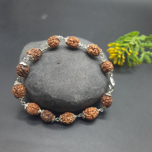 4 Mukhi / Face Java Rudraksha Bracelet with Pure Silver 8-9mm