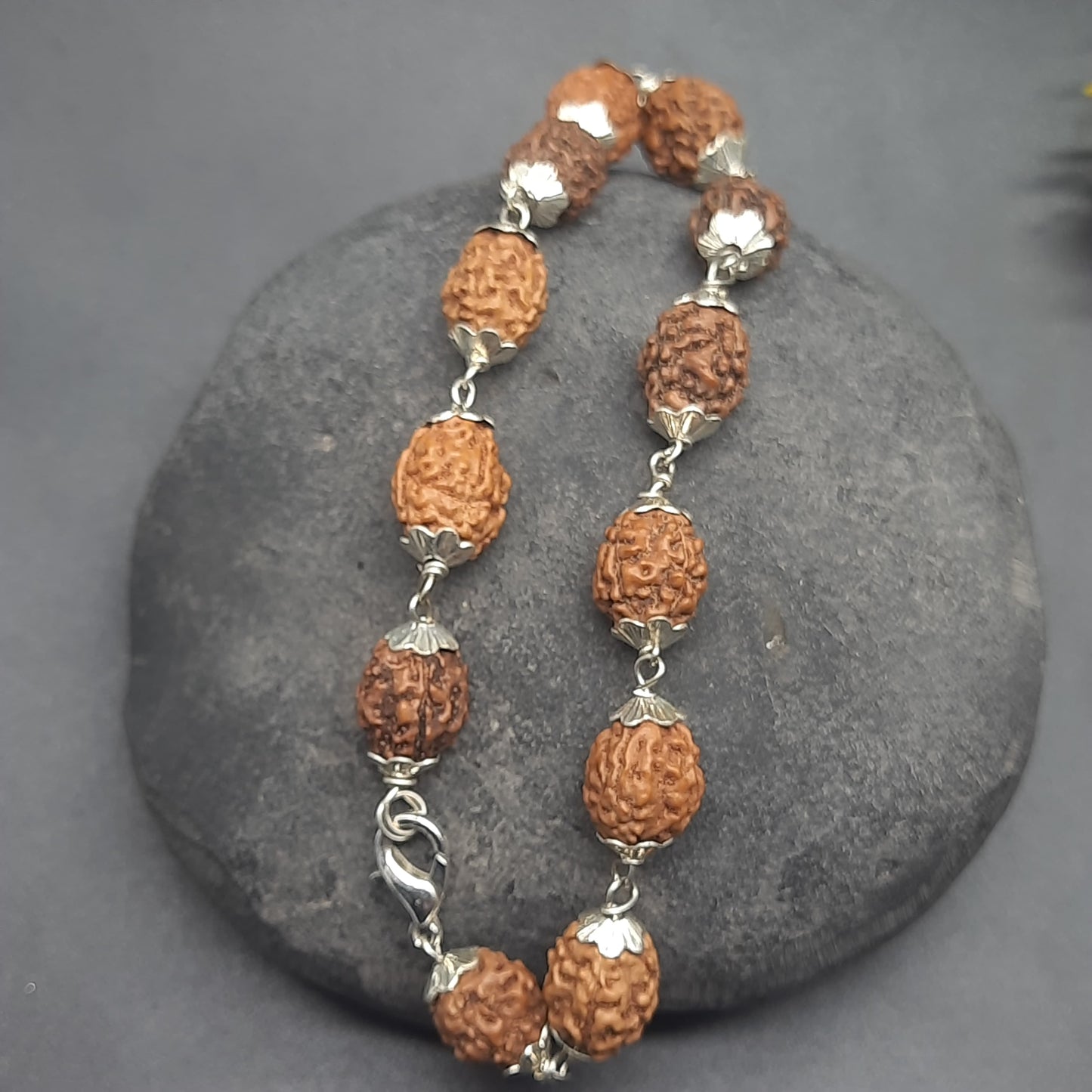 4 Mukhi / Face Java Rudraksha Bracelet with Pure Silver 8-9mm
