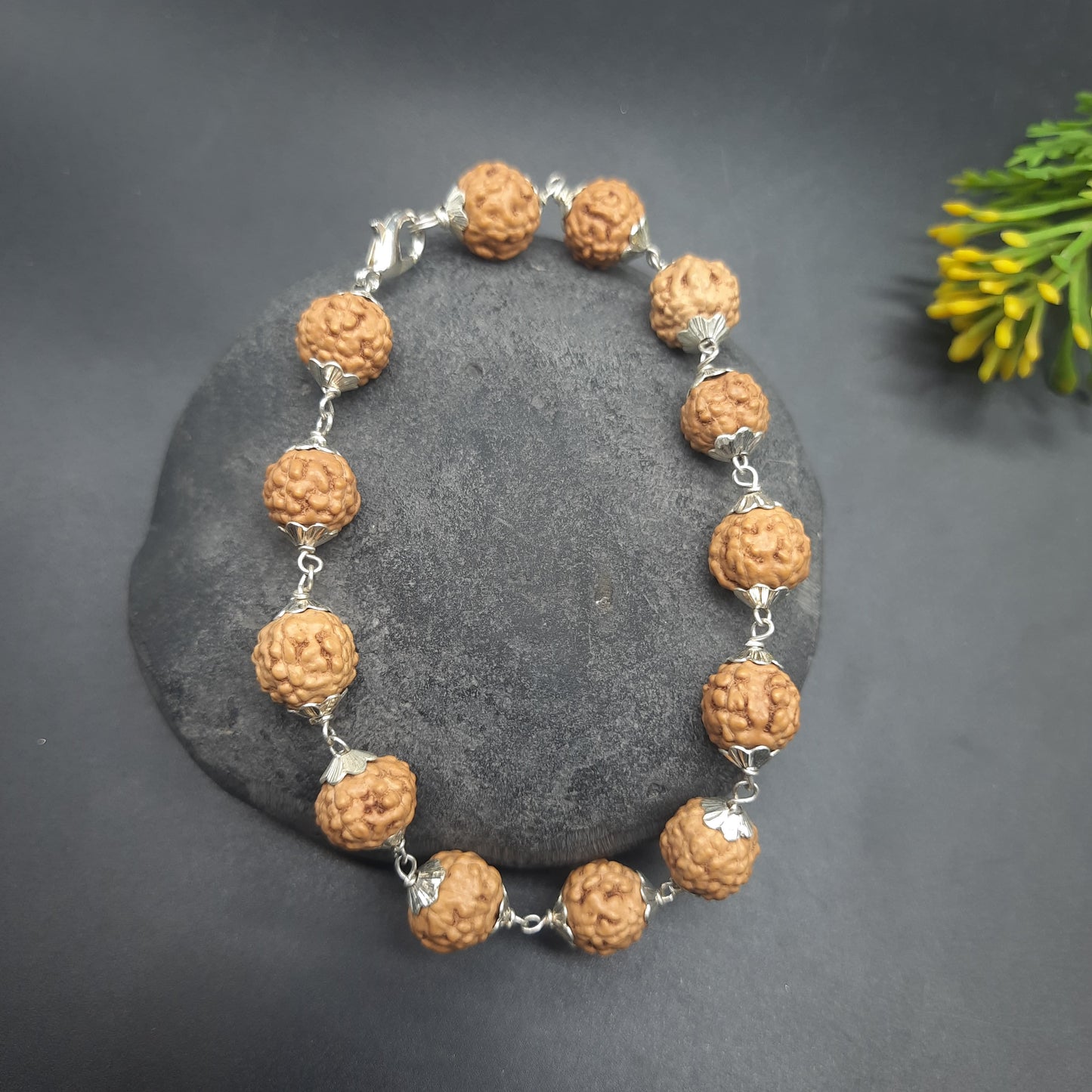 6 Mukhi / Face Java Rudraksha Bracelet with Pure Silver 9-10 mm