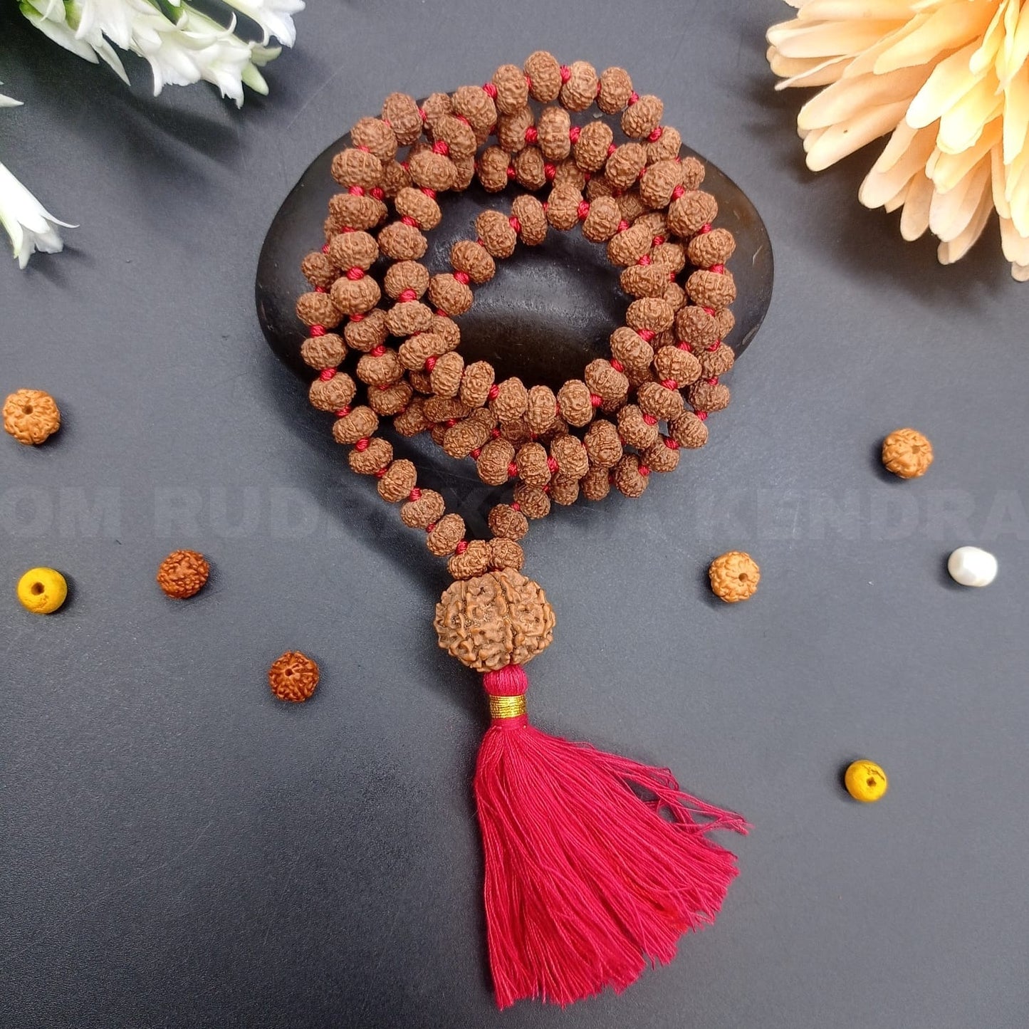 7 Mukhi / Seven Face Java Rudraksha Mala with 7 Mukhi Nepal Sumeru rudraksha   108+1 beads 8-9mm