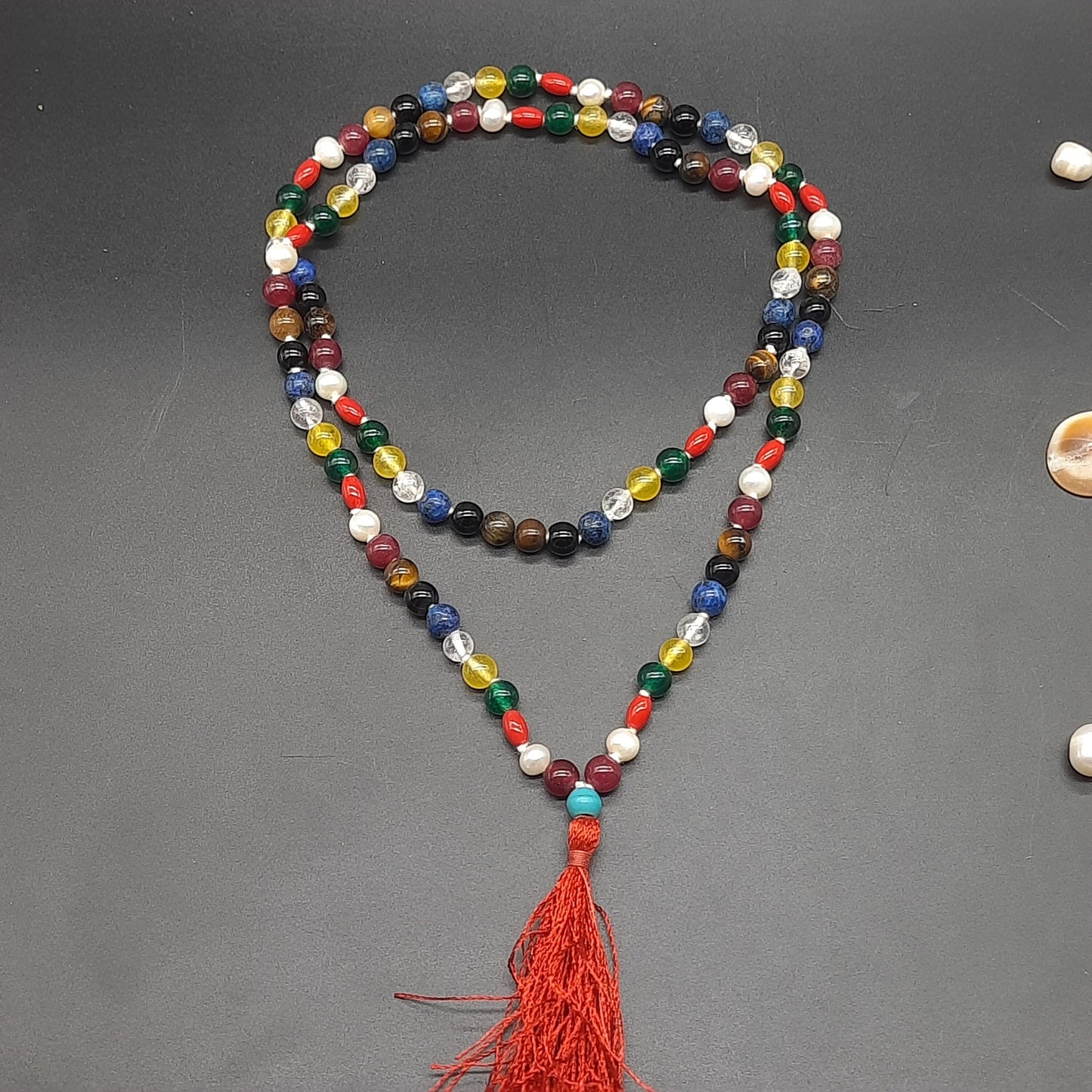 Handcrafted Navratan Mala – Authentic 9 Gemstone Necklace 108 Beads 8mm