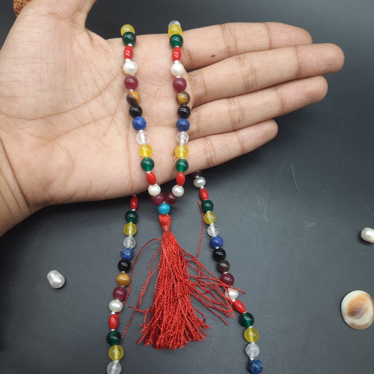 Handcrafted Navratan Mala – Authentic 9 Gemstone Necklace 108 Beads 8mm