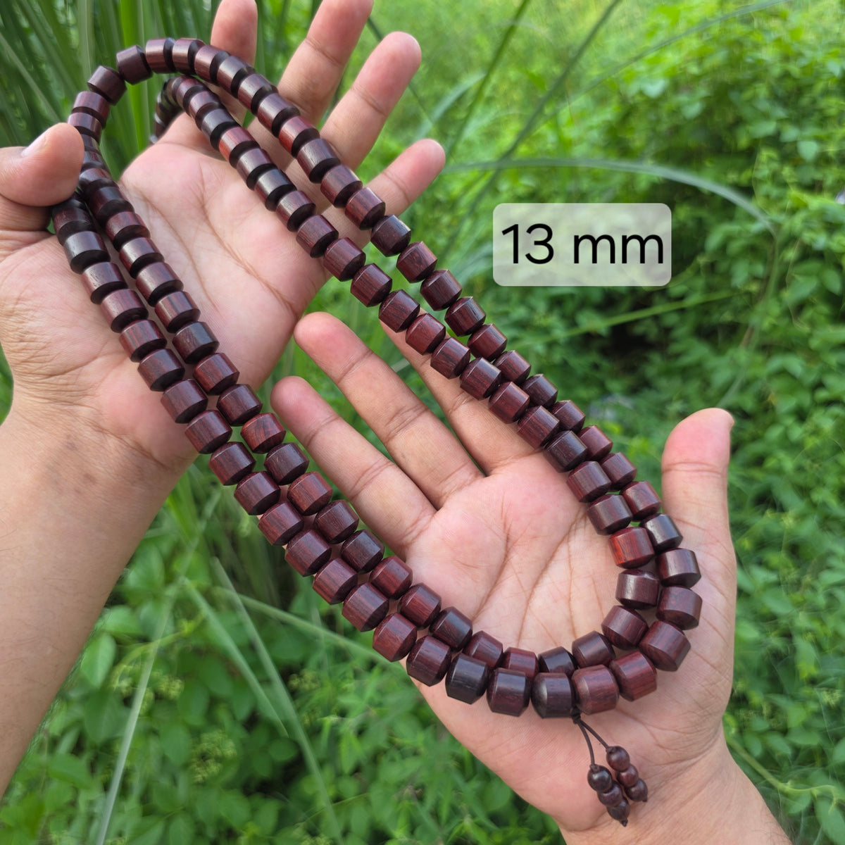 Natural Laal Chandan Mala Cylindrical Shape (Red Sandalwood Mala) | 108+1 Beads | 8-13 mm | Elastic | Jaap & Daily Wear