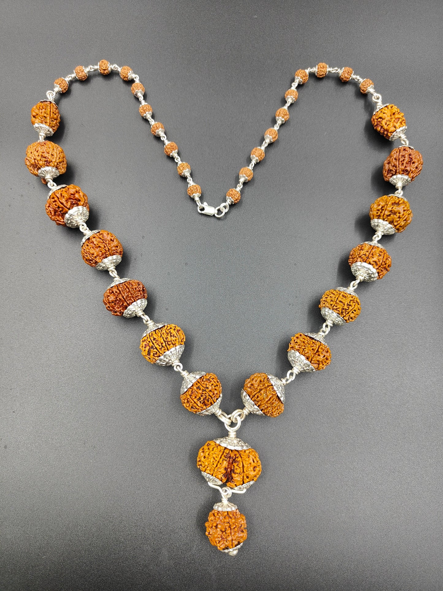 1-14 Mukhi, Ganesh, Gauri Shankar Rudraksha Siddha Mala From Nepal Most Powerful With Pure Silver 22-26mm