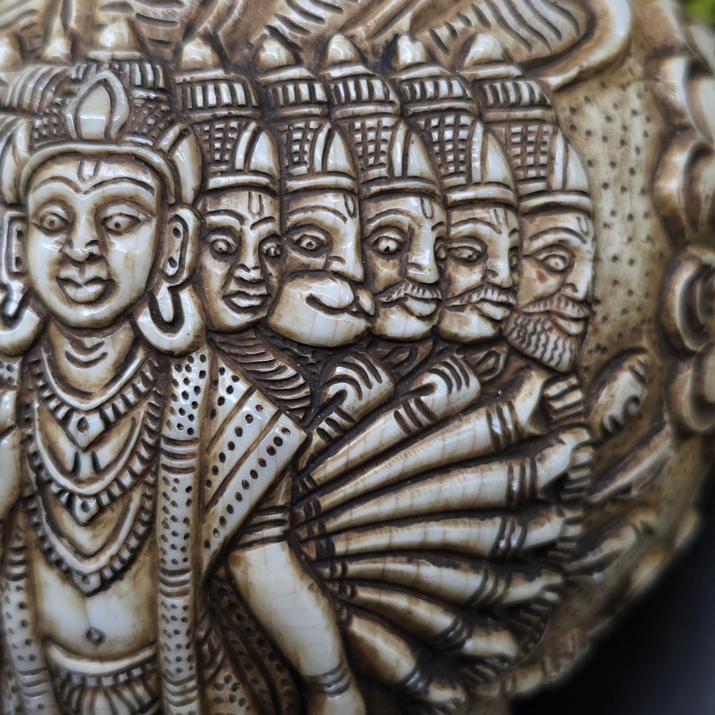 Vamavrati / Blowing Shankh With Beautiful Crafted Lord Krishna Dashavtaar Rare Size